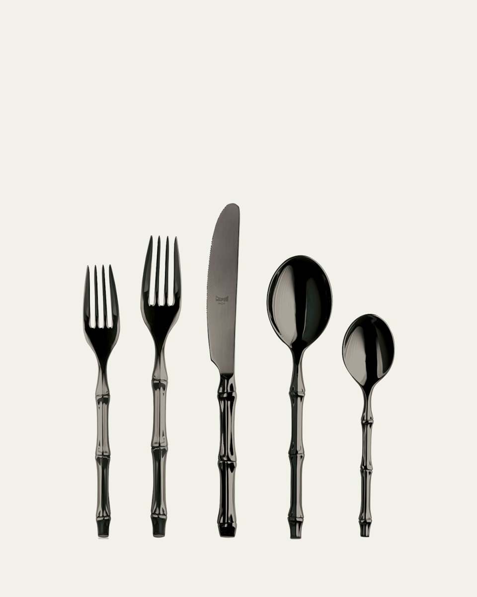 Bali Black Gold Mirror 5-Piece Flatware Place Setting